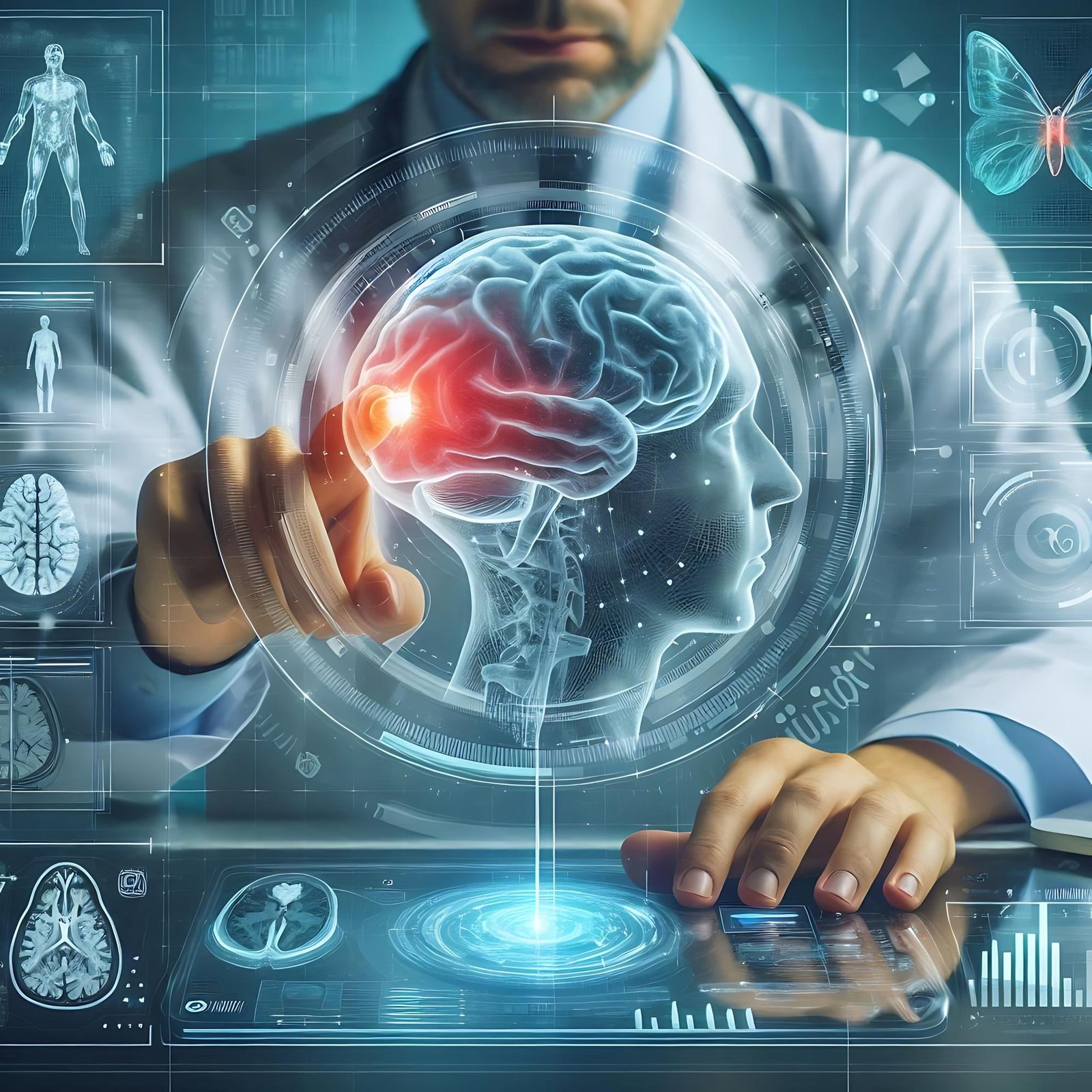Abstract medical-science illustration representing nutritional and neurological support