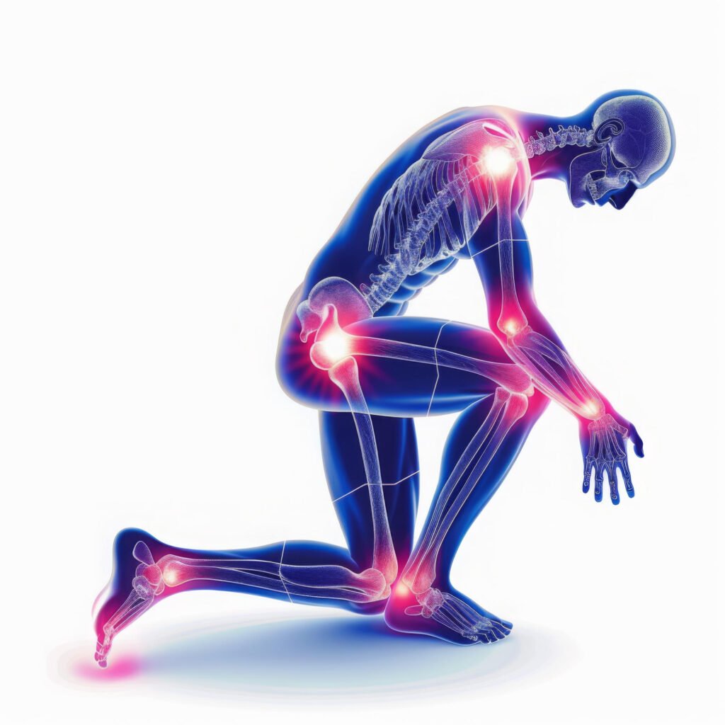 Scientific illustration of peripheral sensory nerves and pain signalling